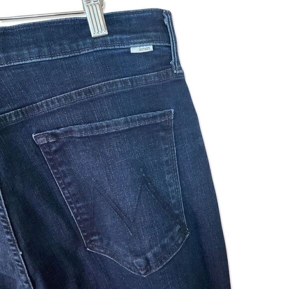 Mother sz 34 The Rascal Sliced Up Heel Dark Denim Flare Jeans Pants NWT $208 - Picture 10 of 13